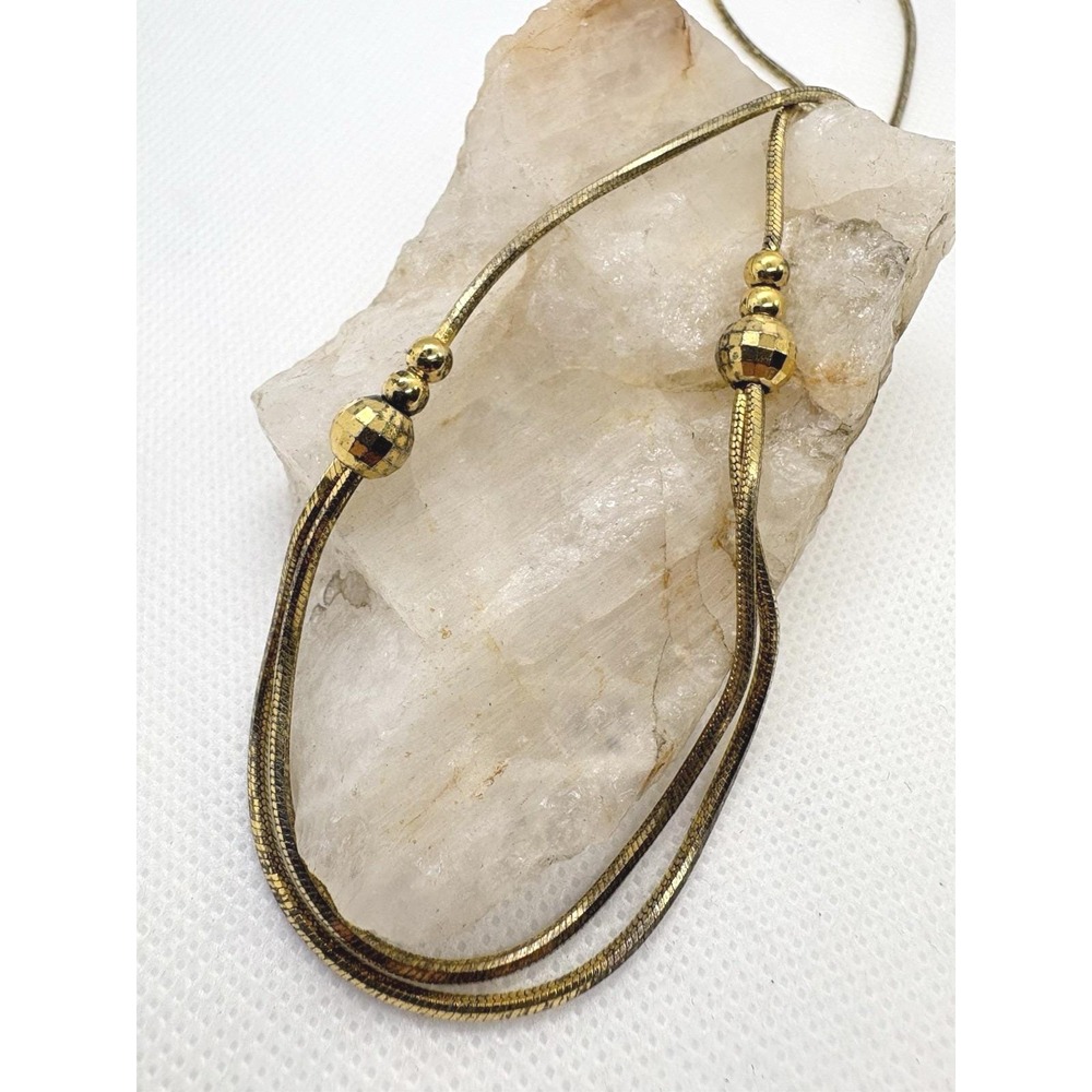 Milor 925 Sterling Silver Gold Plated Italy Necklace Beaded Snake Chain 18"‎ 11g
